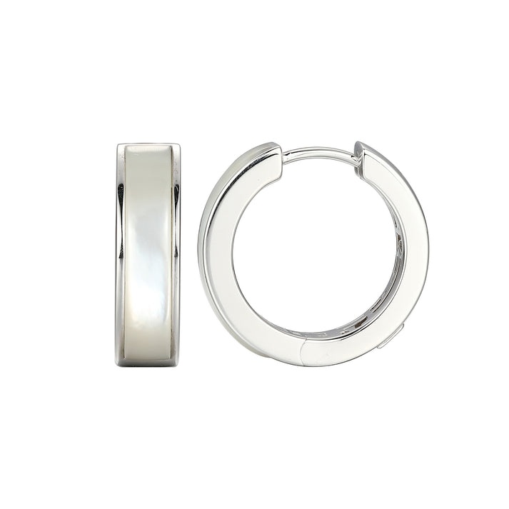 Elle Vera Mother of Pearl Inlay Hoop Earrings