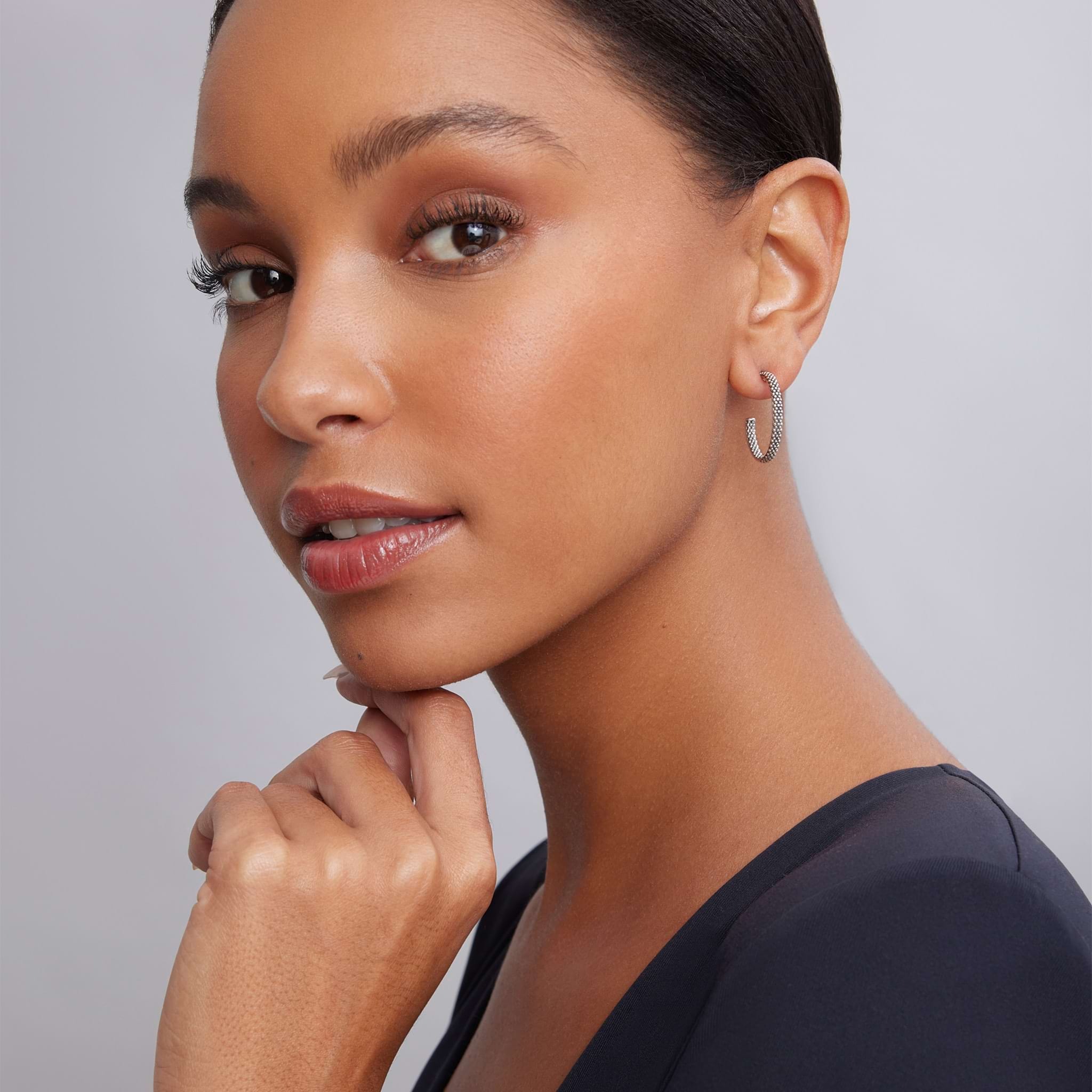 LAGOS 25mm Caviar Hoop Earrings
