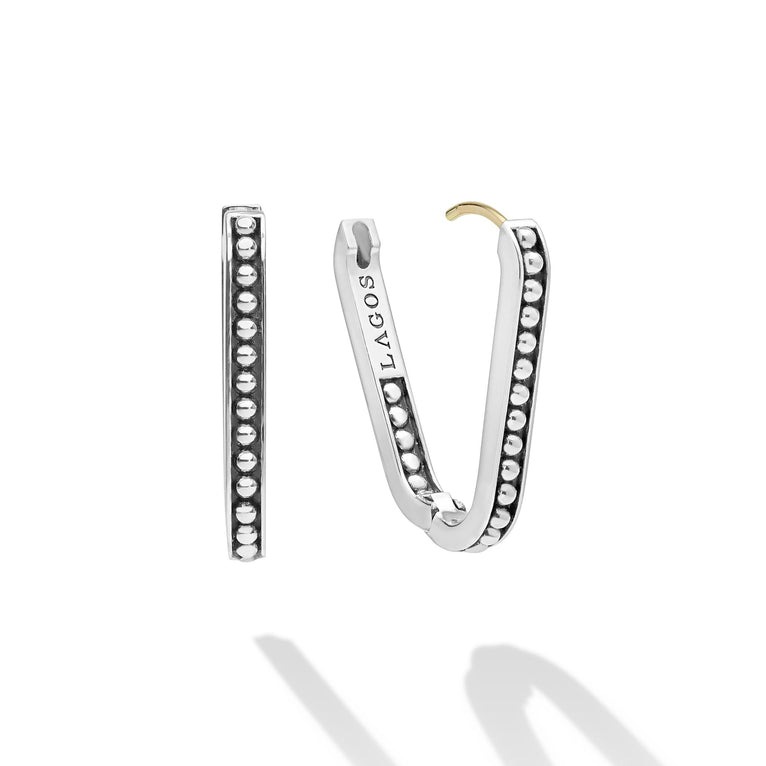 LAGOS Signature Caviar Beaded Linear Hoop Earrings