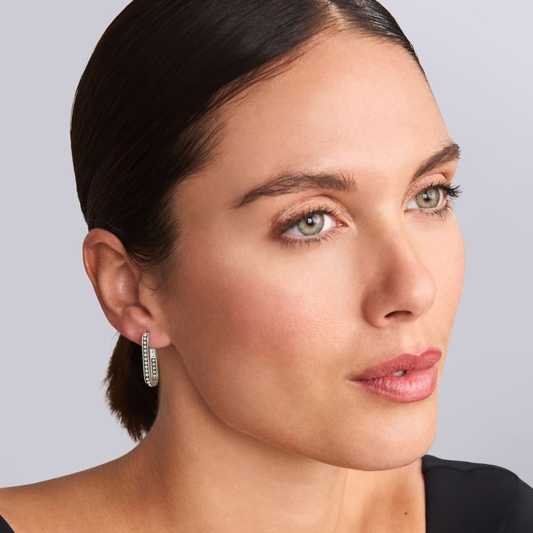 LAGOS Signature Caviar Beaded Linear Hoop Earrings