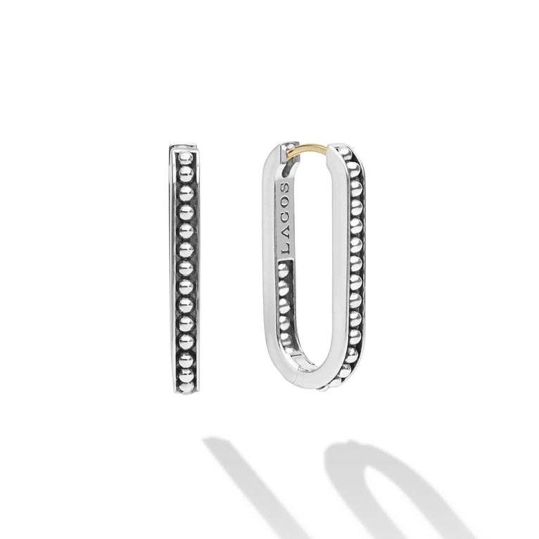 LAGOS Signature Caviar Beaded Linear Hoop Earrings
