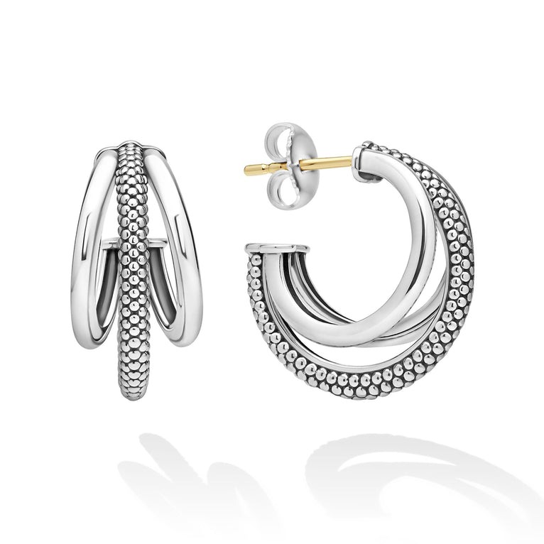 LAGOS Signature Caviar Three Hoop Huggie Earrings