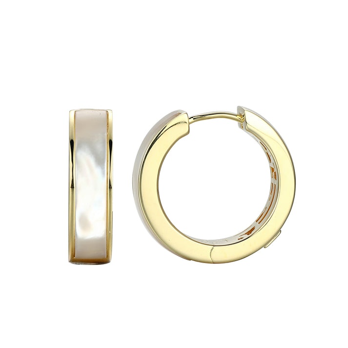 Elle Vera Mother of Pearl Inlay Hoop Earrings