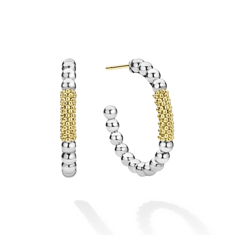 LAGOS Caviar Icon Two-Tone Gold Bar Hoop Earrings