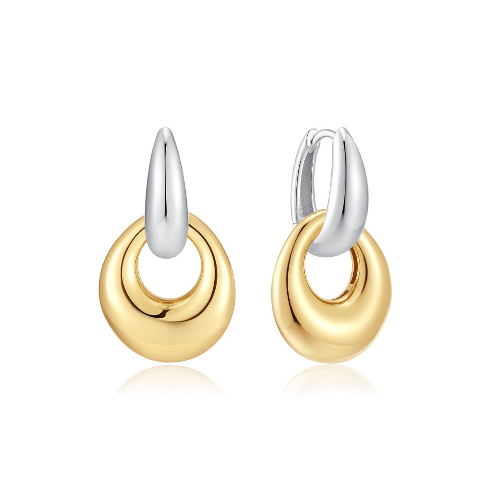Ania Haie Two-Tone Hollow Organic Pebble Drop Earrings