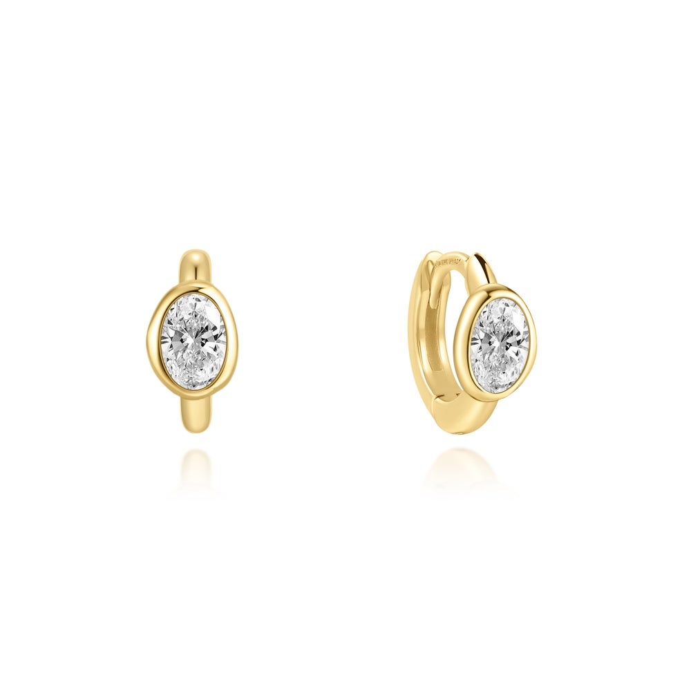 Ania Haie Bezel Organic Pebble Huggie Hoop Earrings