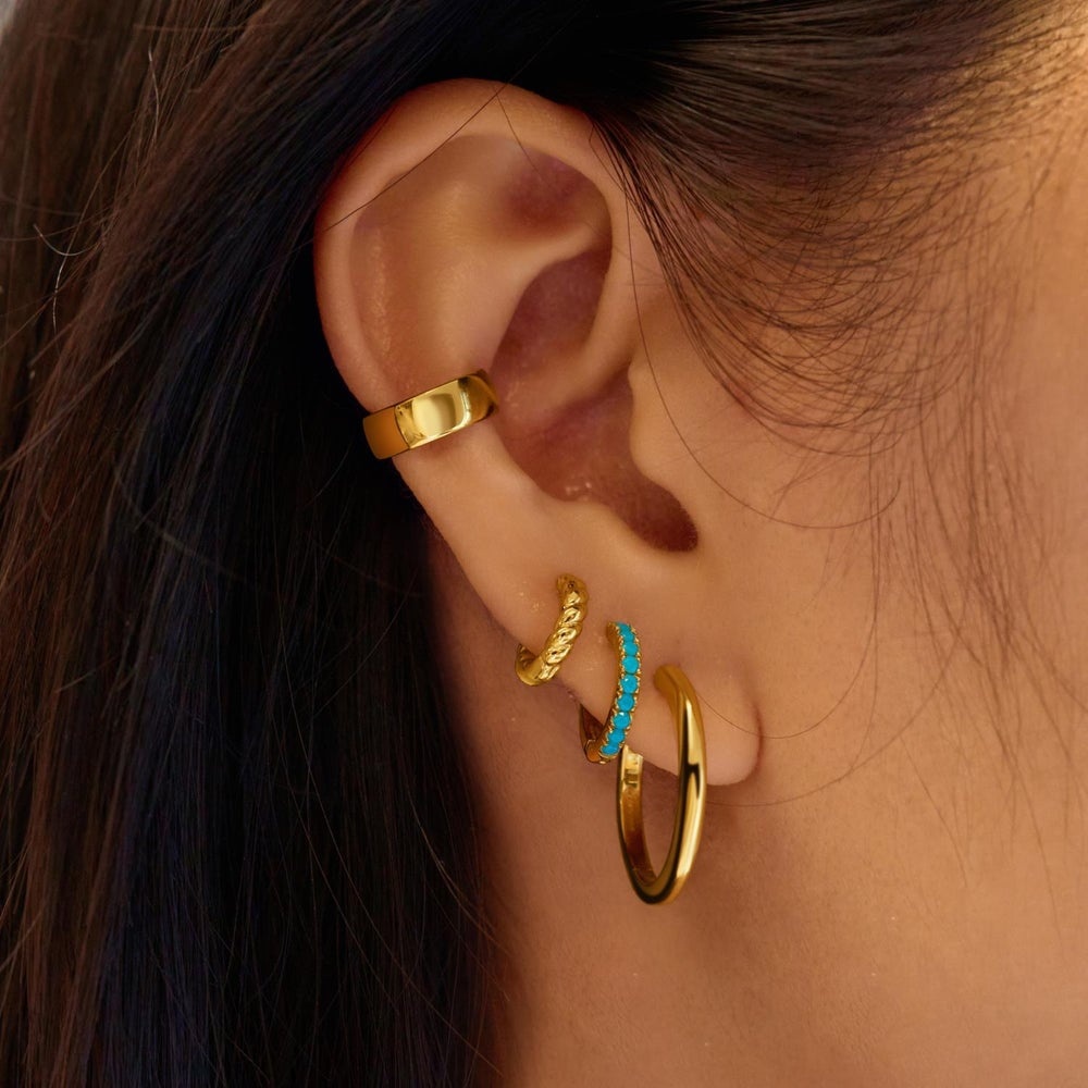 Ania Haie Aqua Blue Row Huggie Hoop Earrings
