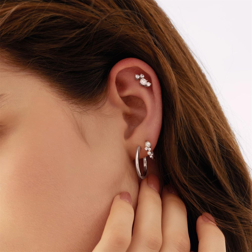 Ania Haie Shell Pearl Cluster Huggie Hoop Earrings