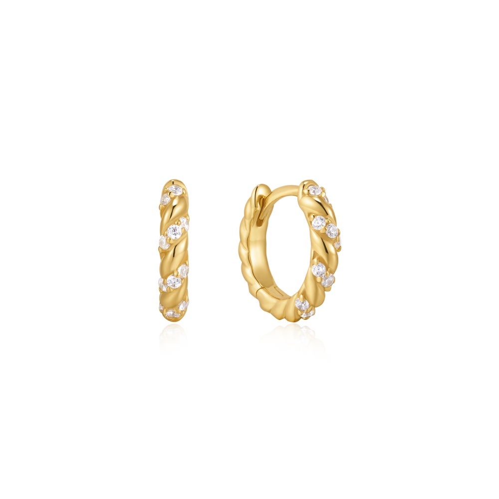 Ania Haie Sparkle Twisted Huggie Hoop Earrings