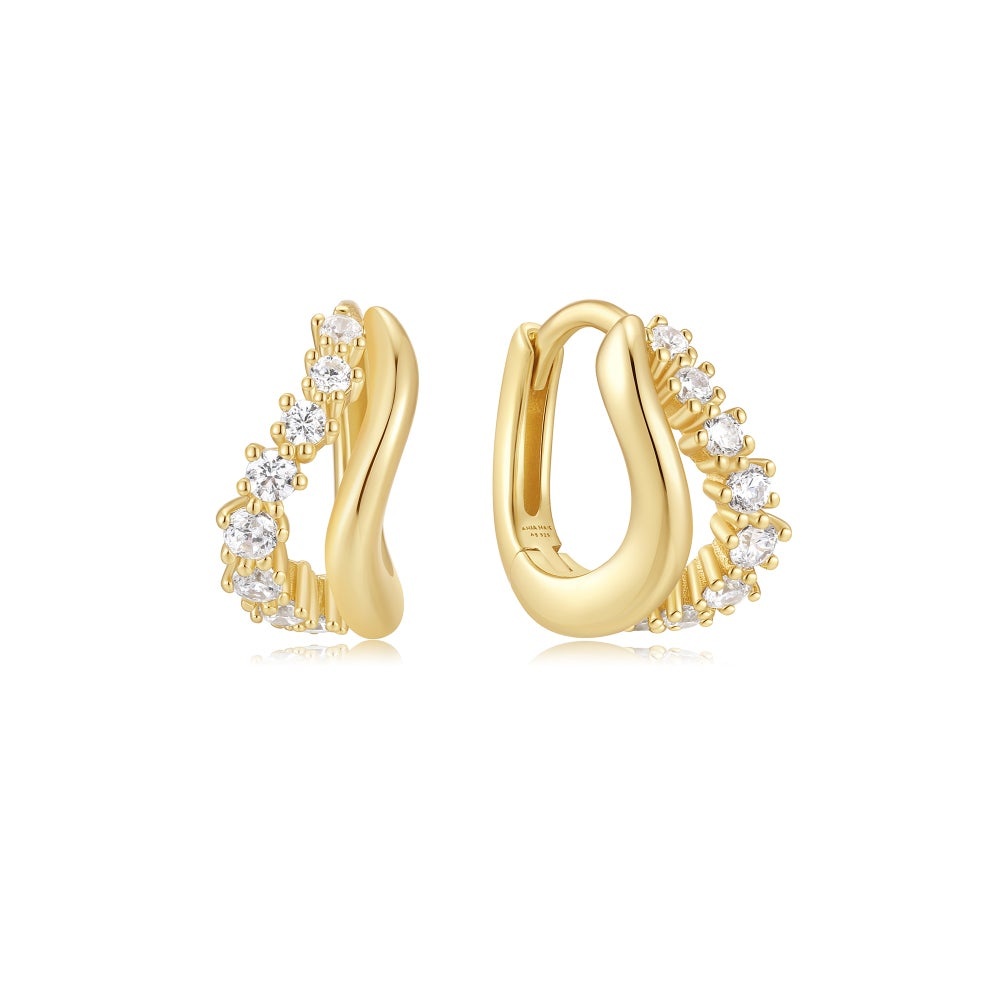 Ania Haie Duet Wave Huggie Hoop Earrings