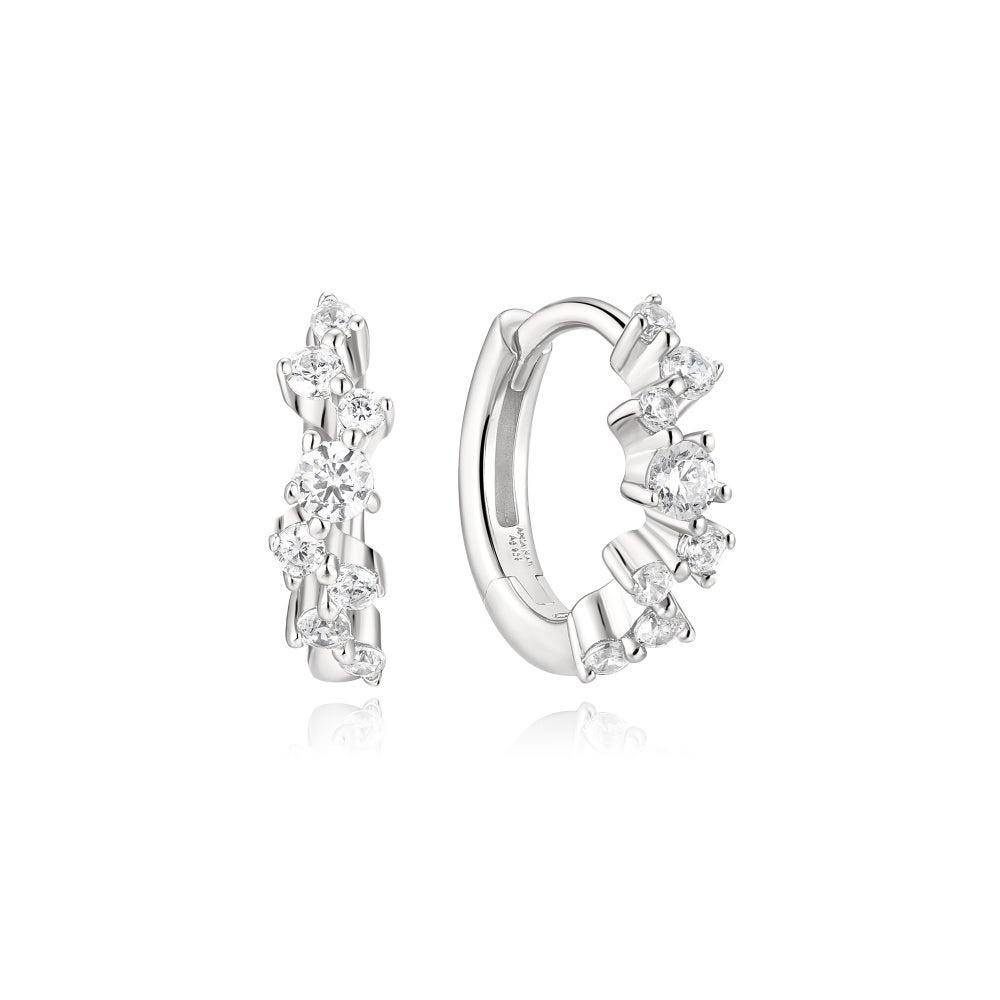 Ania Haie Zig-Zag Pave Huggie Hoop Earrings