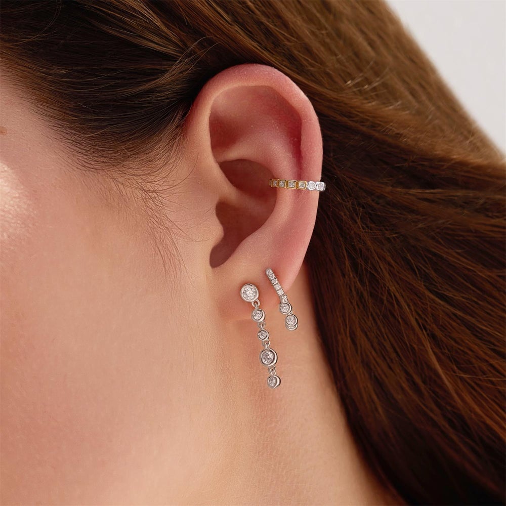 Ania Haie Molten Cascade Bezel-Set Drop Stud Earrings