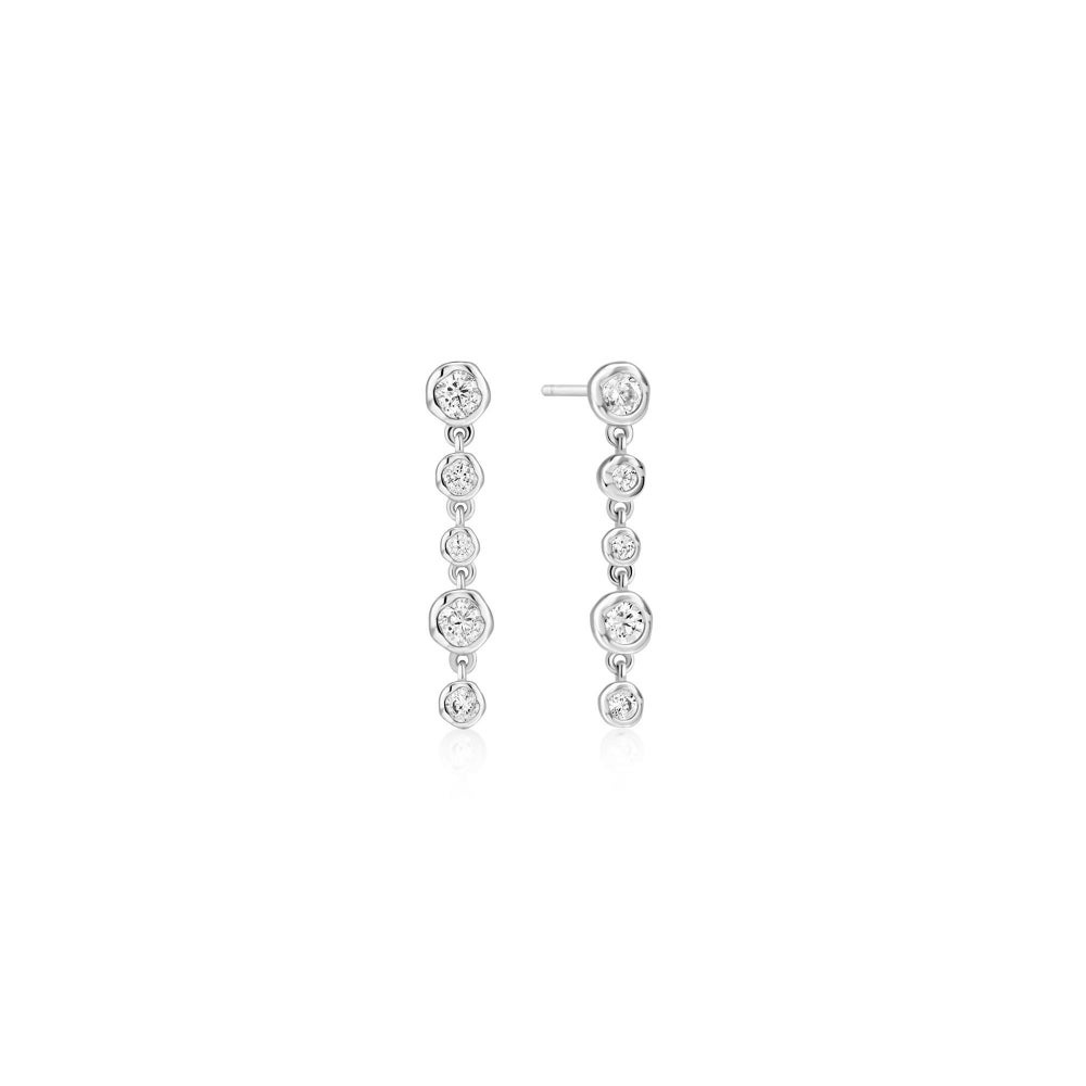 Ania Haie Molten Cascade Bezel-Set Drop Stud Earrings