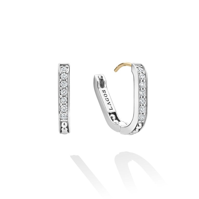 LAGOS Caviar Spark Linear Diamond Hoop Earrings