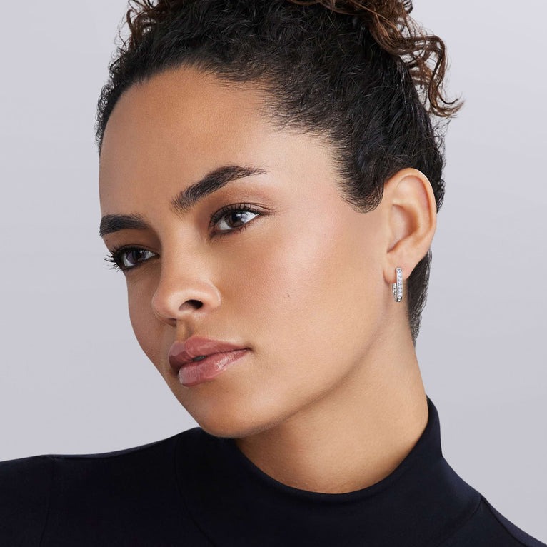 LAGOS Caviar Spark Linear Diamond Hoop Earrings