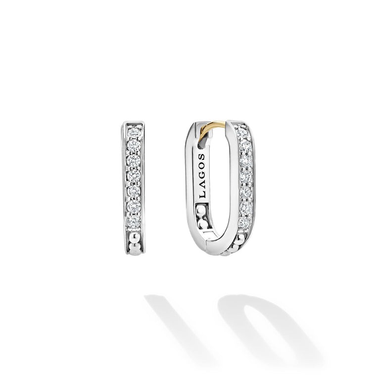 LAGOS Caviar Spark Linear Diamond Hoop Earrings