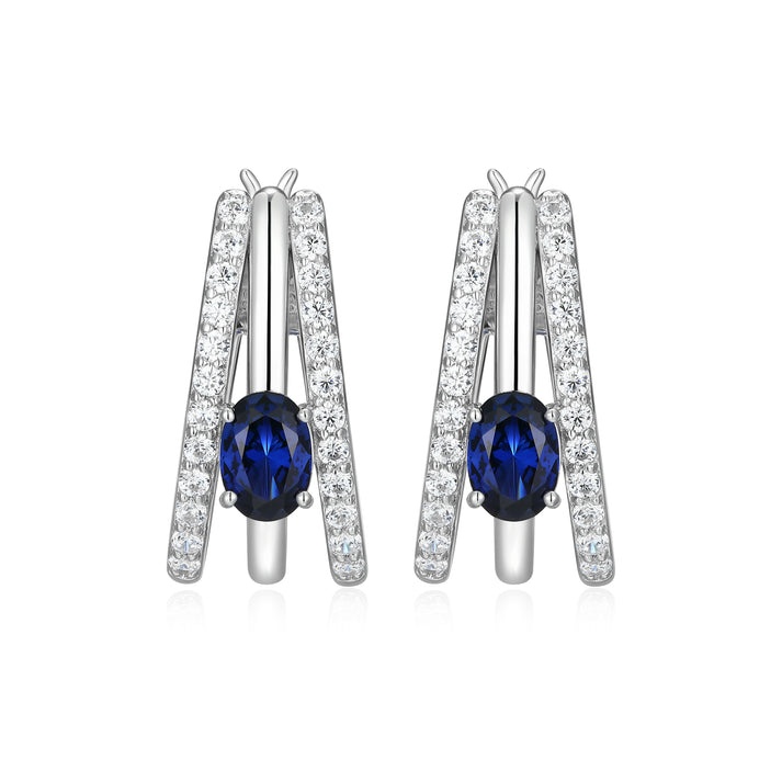 Elle LAB Blue Sapphire Radiance Pave Hoop Earrings