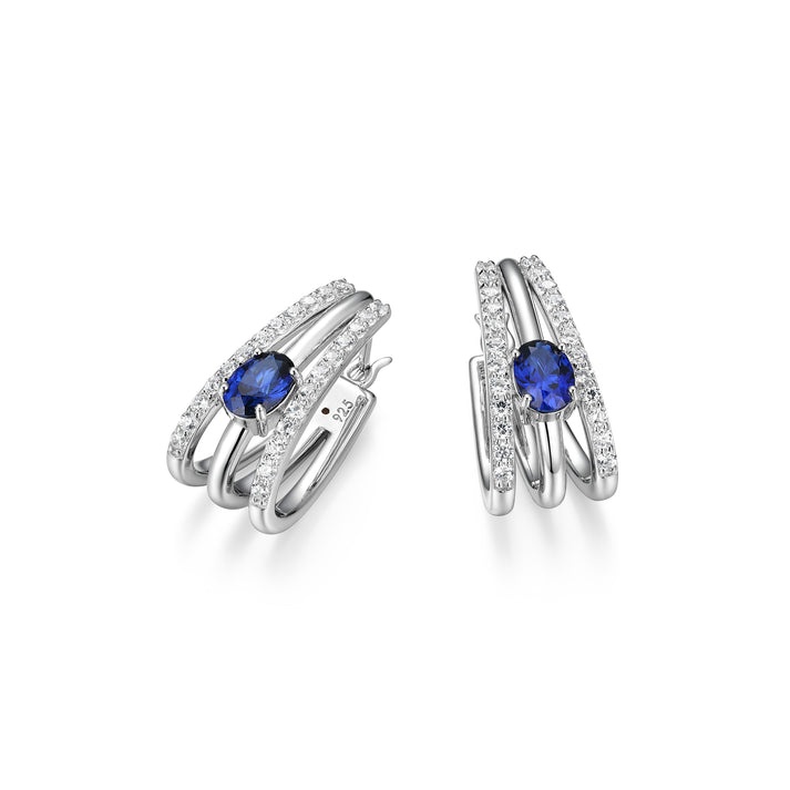 Elle LAB Blue Sapphire Radiance Pave Hoop Earrings