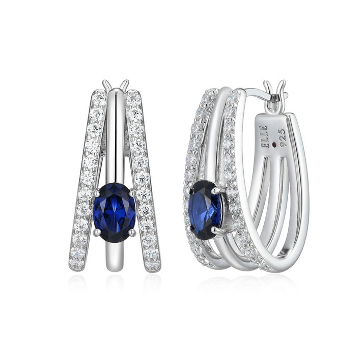 Elle LAB Blue Sapphire Radiance Pave Hoop Earrings