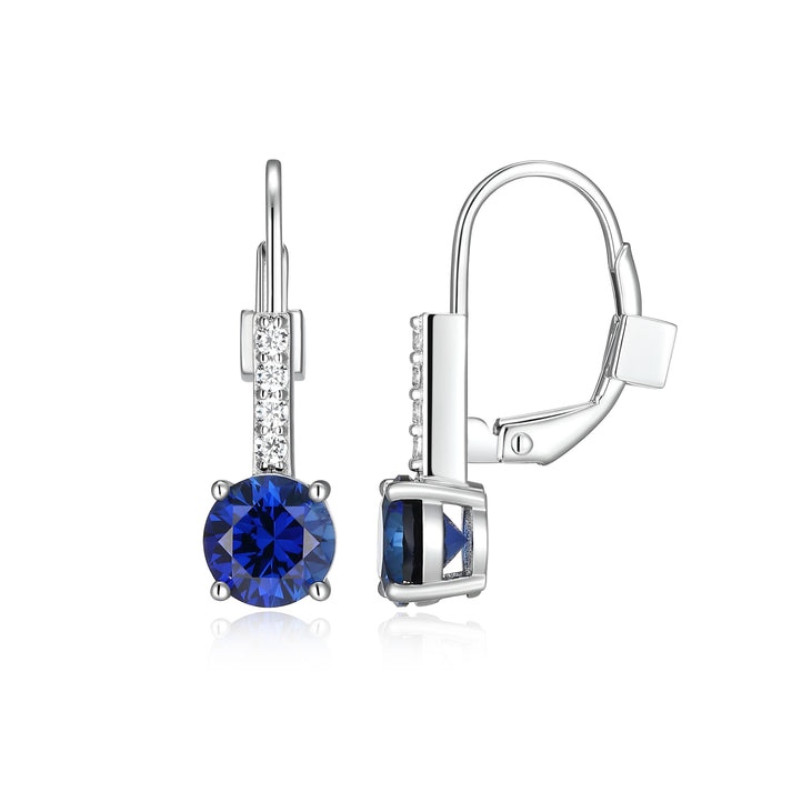 Elle Duchess LAB Blue Sapphire Leverback Earrings