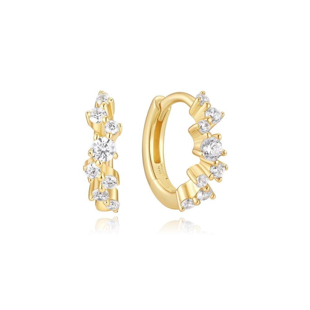 Ania Haie Zig-Zag Pave Huggie Hoop Earrings