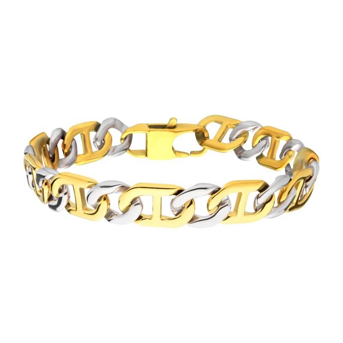 Inox Two-tone Mariner Link Chain Bracelet