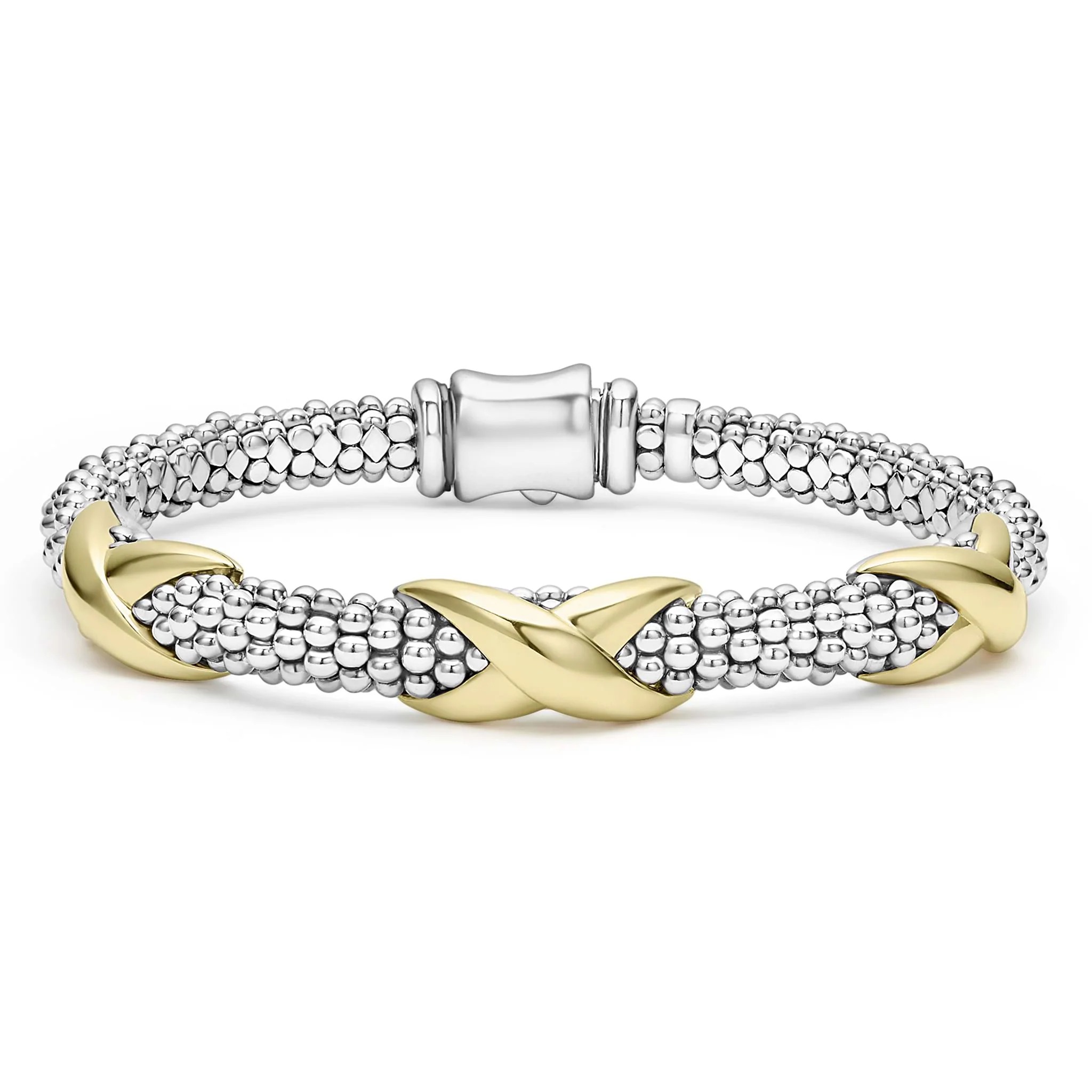 Lagos Embrace Two-tone Three Station X Bracelet
