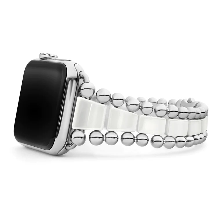Lagos Smart Caviar White Ceramic & Stainless Watch Bracelets
