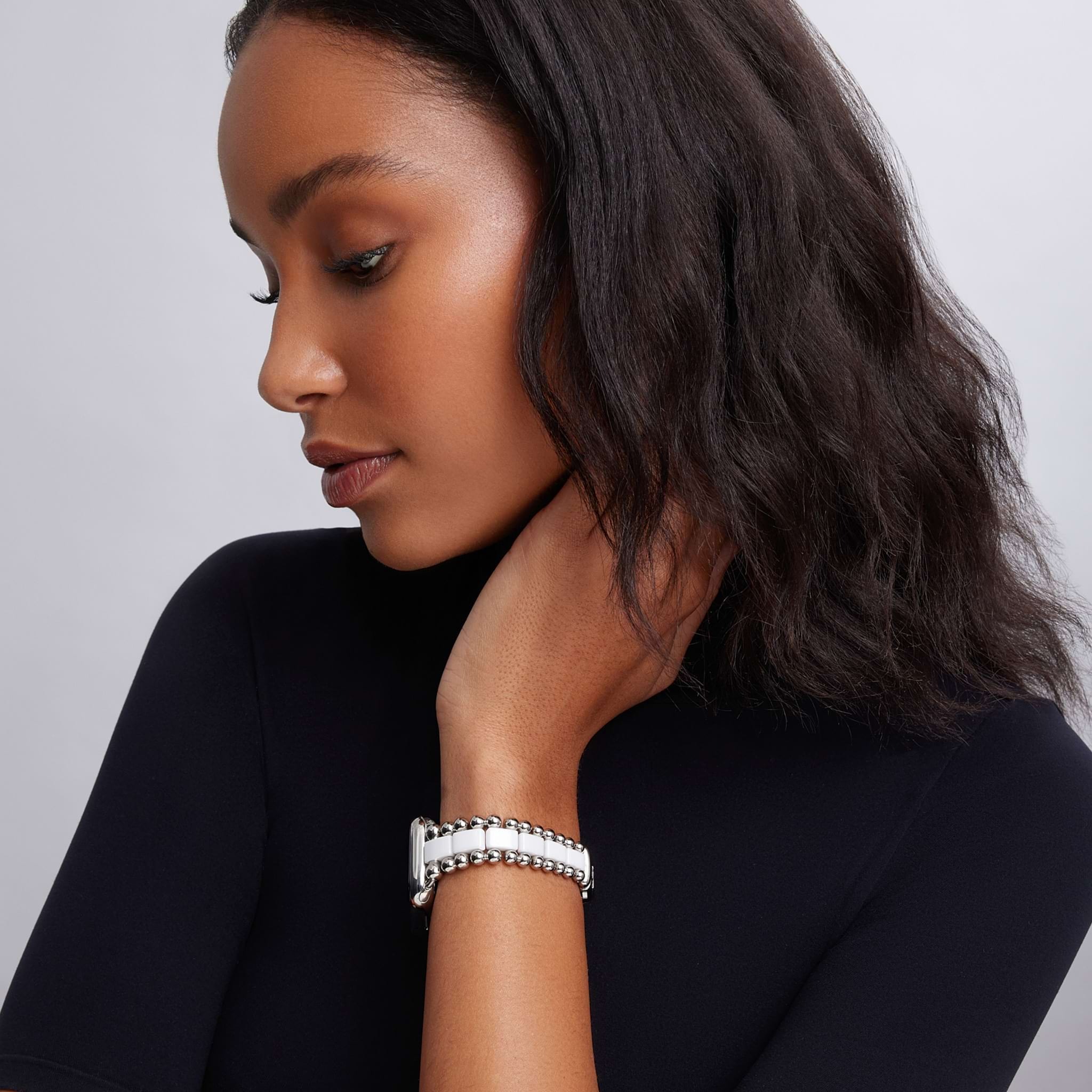 Lagos Smart Caviar White Ceramic Watch Bracelet