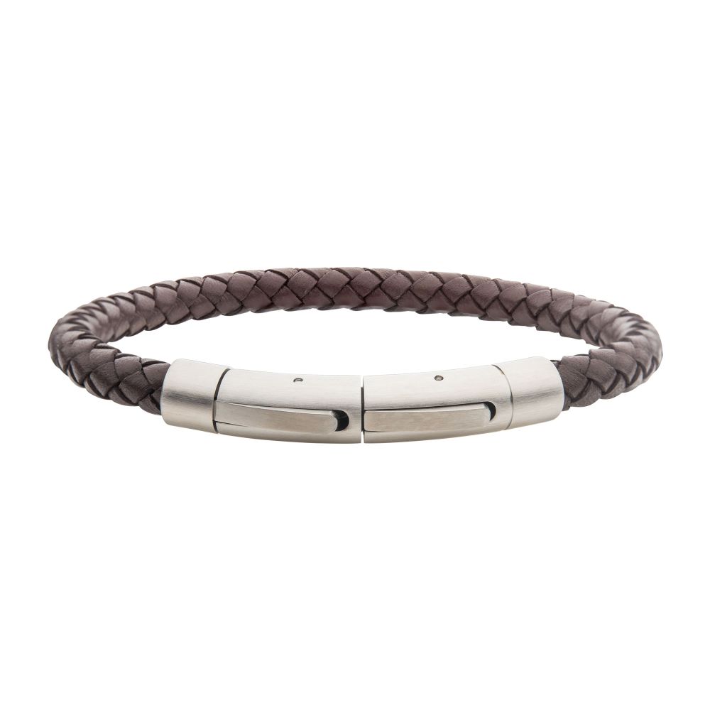 INOX 6mm Brown Leather Bracelet