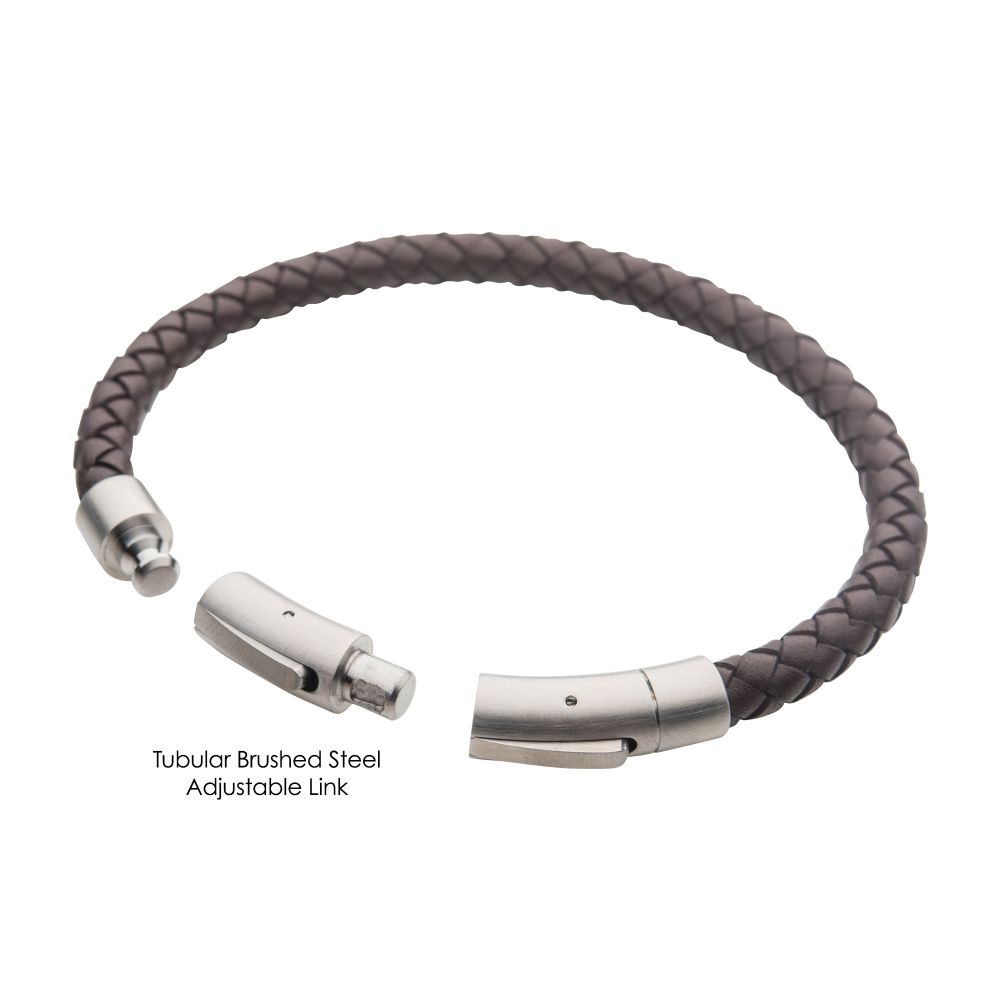 INOX 6mm Brown Leather Bracelet