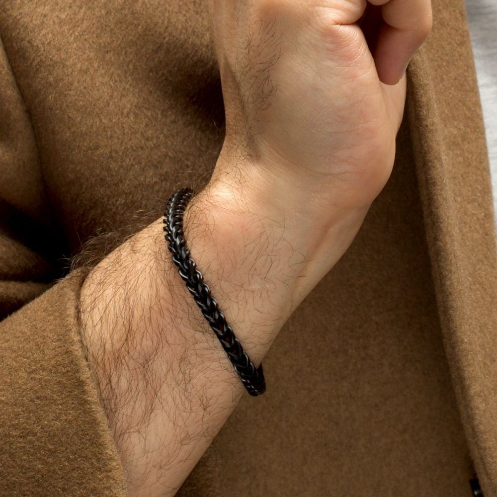 INOX Black 5mm Chevron Franco Chain Bracelet