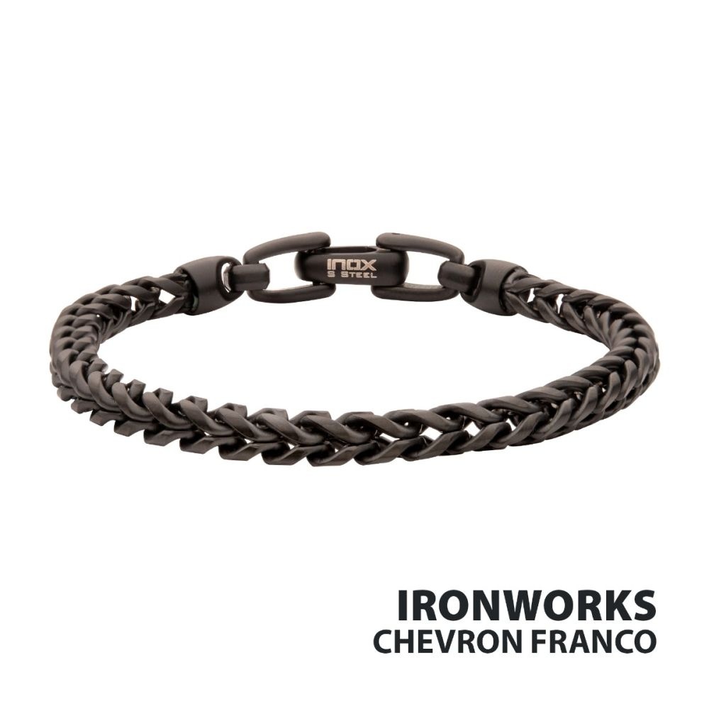 INOX Black 5mm Chevron Franco Chain Bracelet
