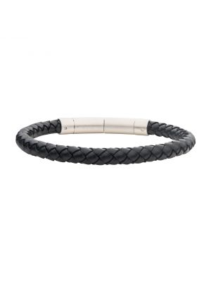 INOX Black Genuine Leather Bracelet