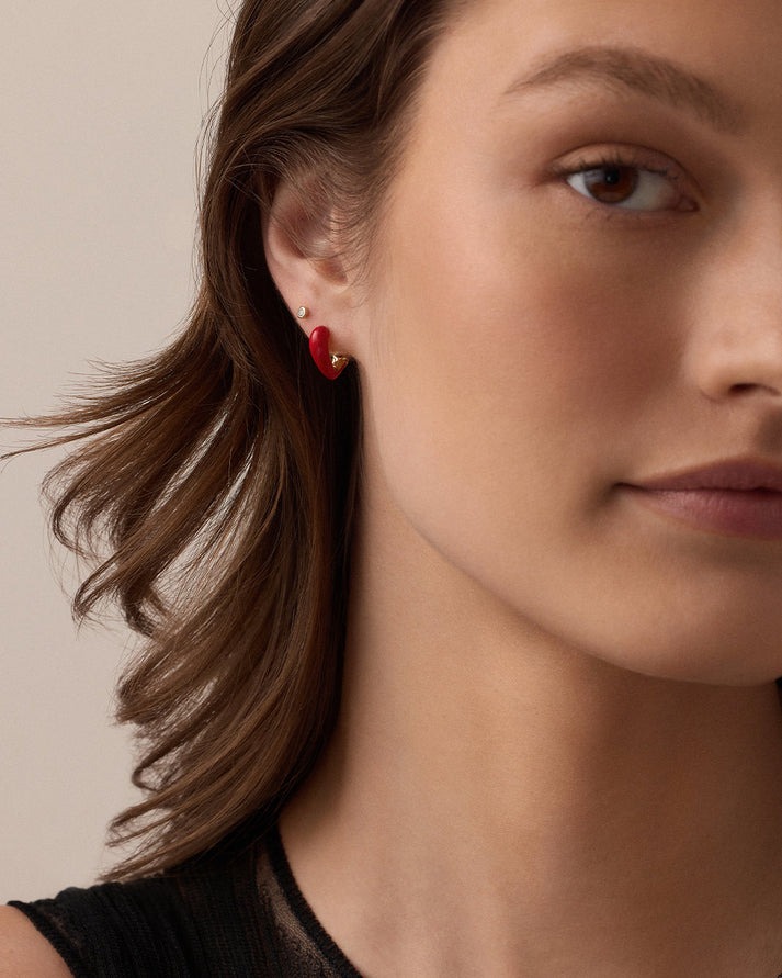 Gorjana Amour Red Heart Huggie Earrings