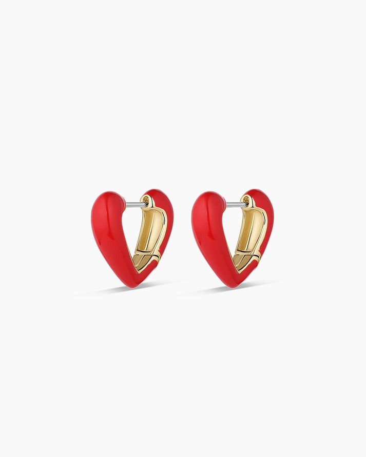 Gorjana Amour Red Heart Huggie Earrings