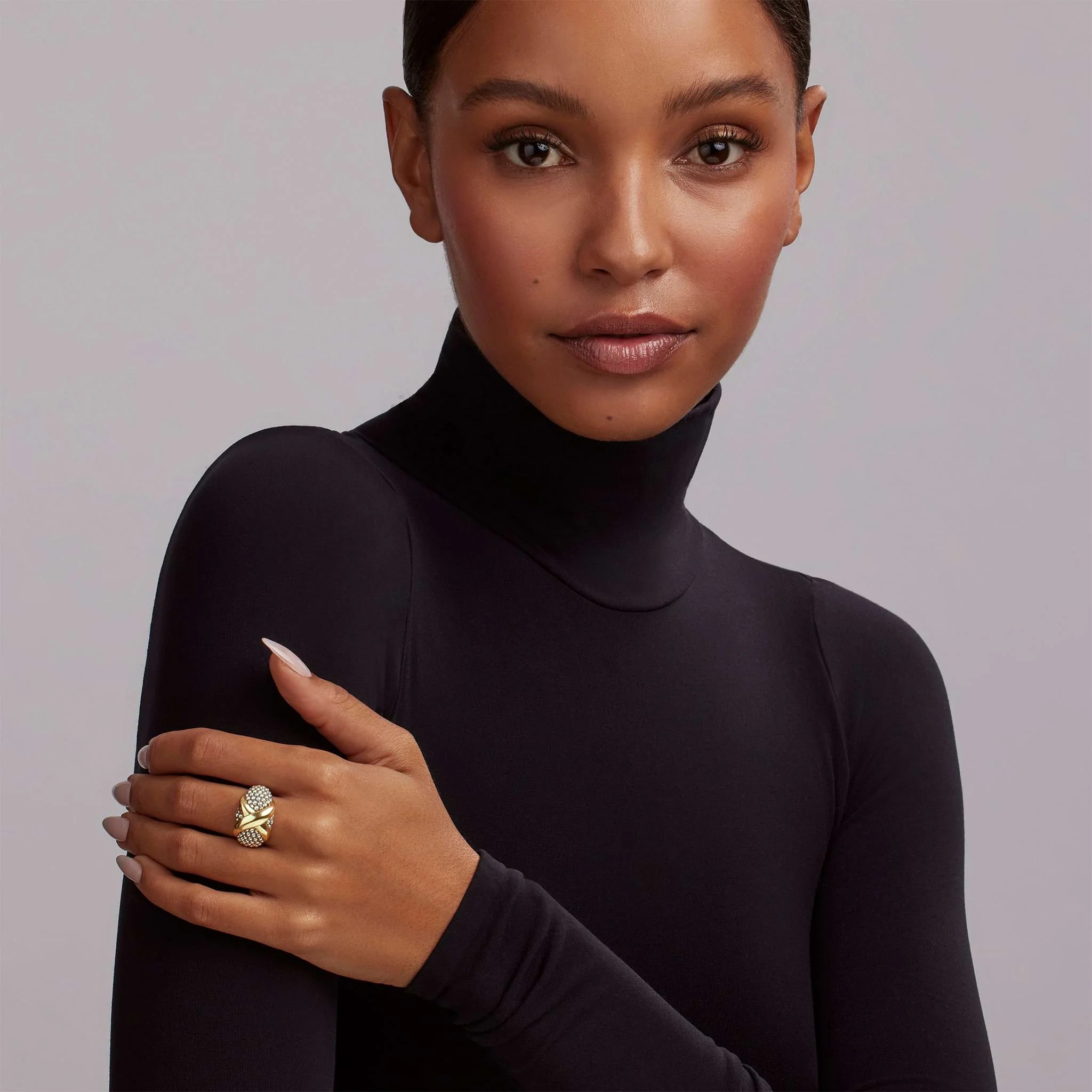 Lagos Embrace Two-tone X Caviar Dome Ring
