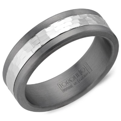 Crown Ring Torque Grey Tantalum & White Gold 7mm Wedding Band