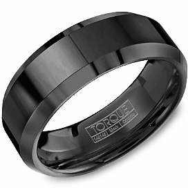 Crown Ring Black Ceramic Wedding Band