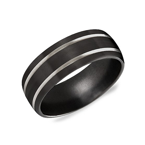 Crown Ring Black Titanium 8mm Wedding Band