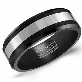 Crown Ring Black Ceramic 8mm Wedding Band
