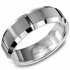 Crown Ring Grey Tungsten Wedding Band