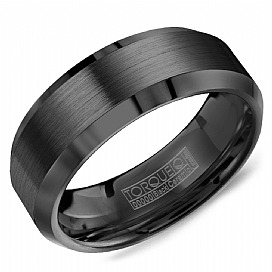 Crown Ring 8mm Black Ceramic Wedding Band