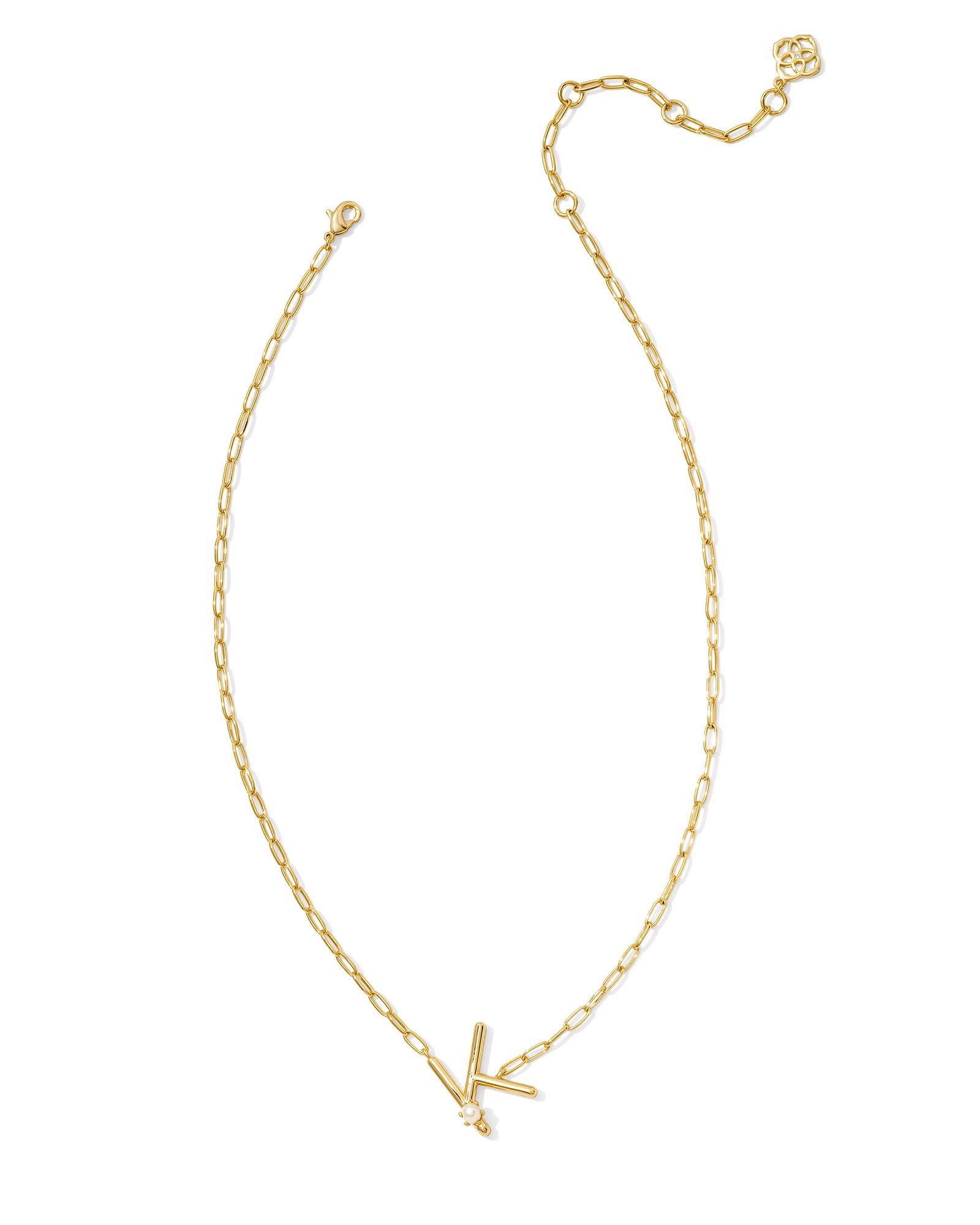 Kendra Scott Pearl Letter K Short Pendant Necklace