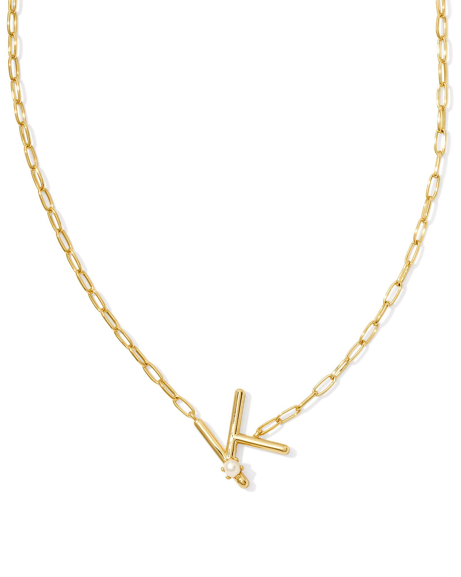 Kendra Scott Pearl Letter K Short Pendant Necklace