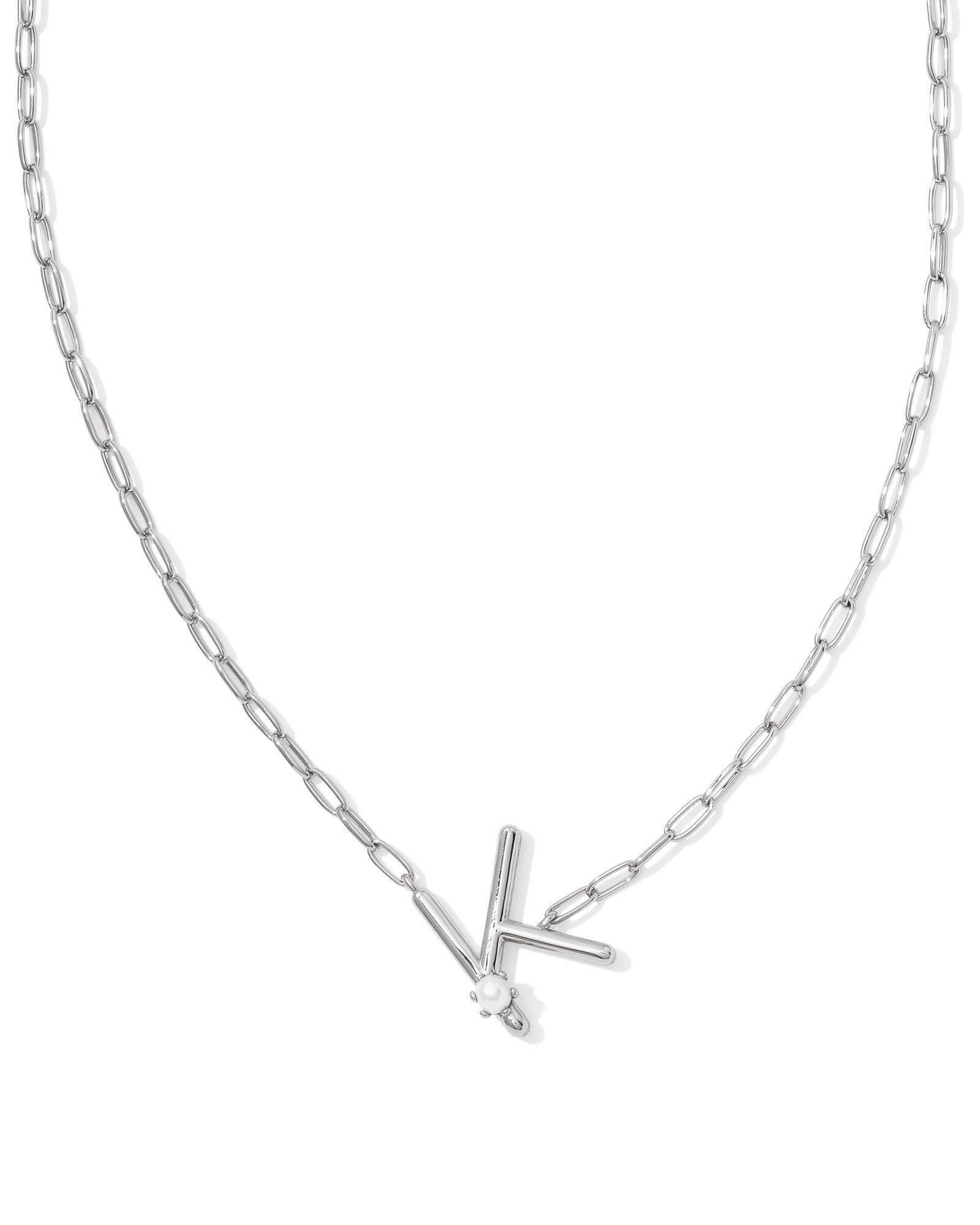 Kendra Scott Pearl Letter K Short Pendant Necklace