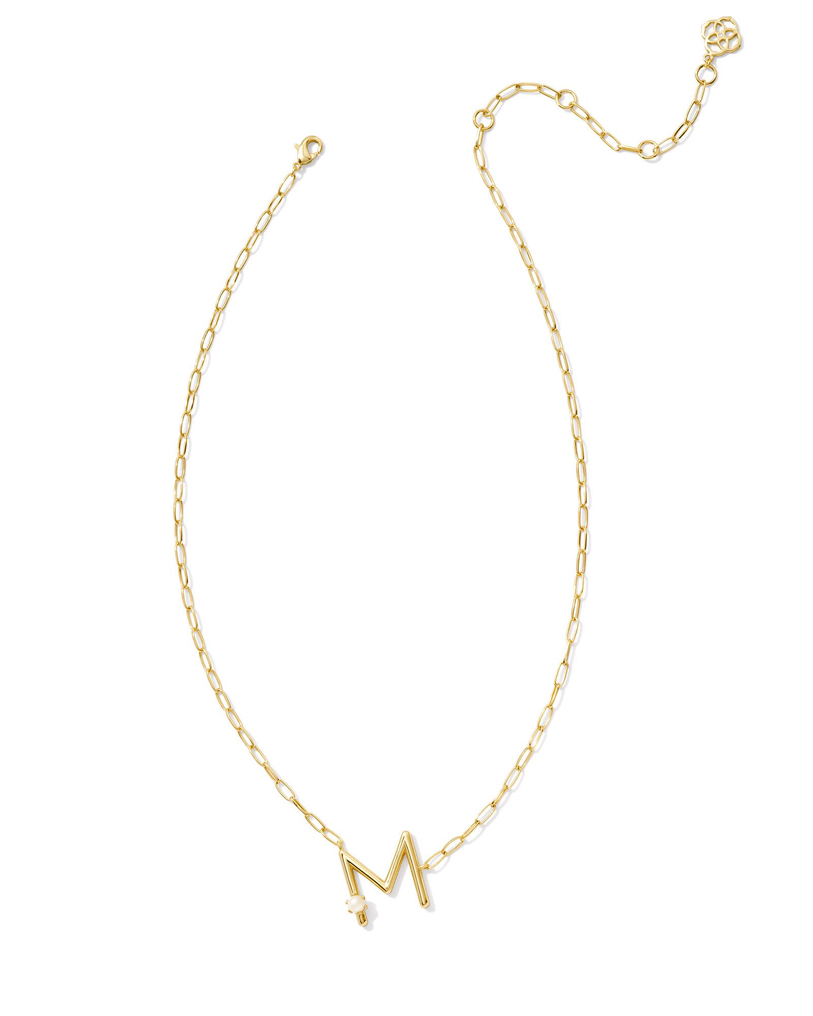 Kendra Scott Pearl Letter M Short Pendant Necklace