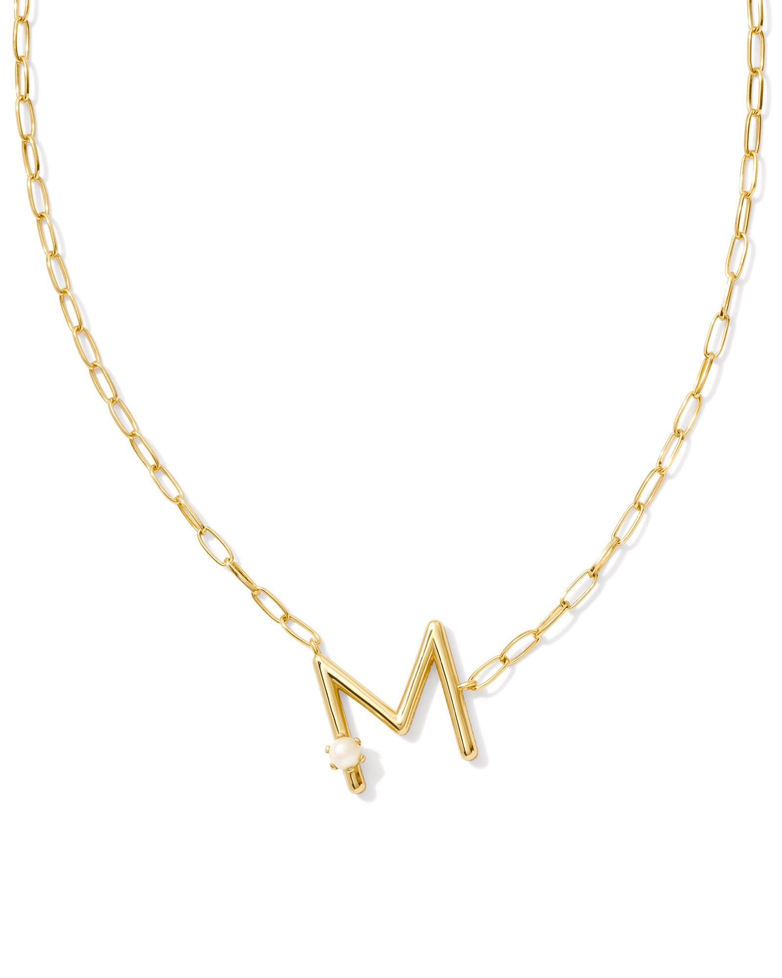 Kendra Scott Pearl Letter M Short Pendant Necklace