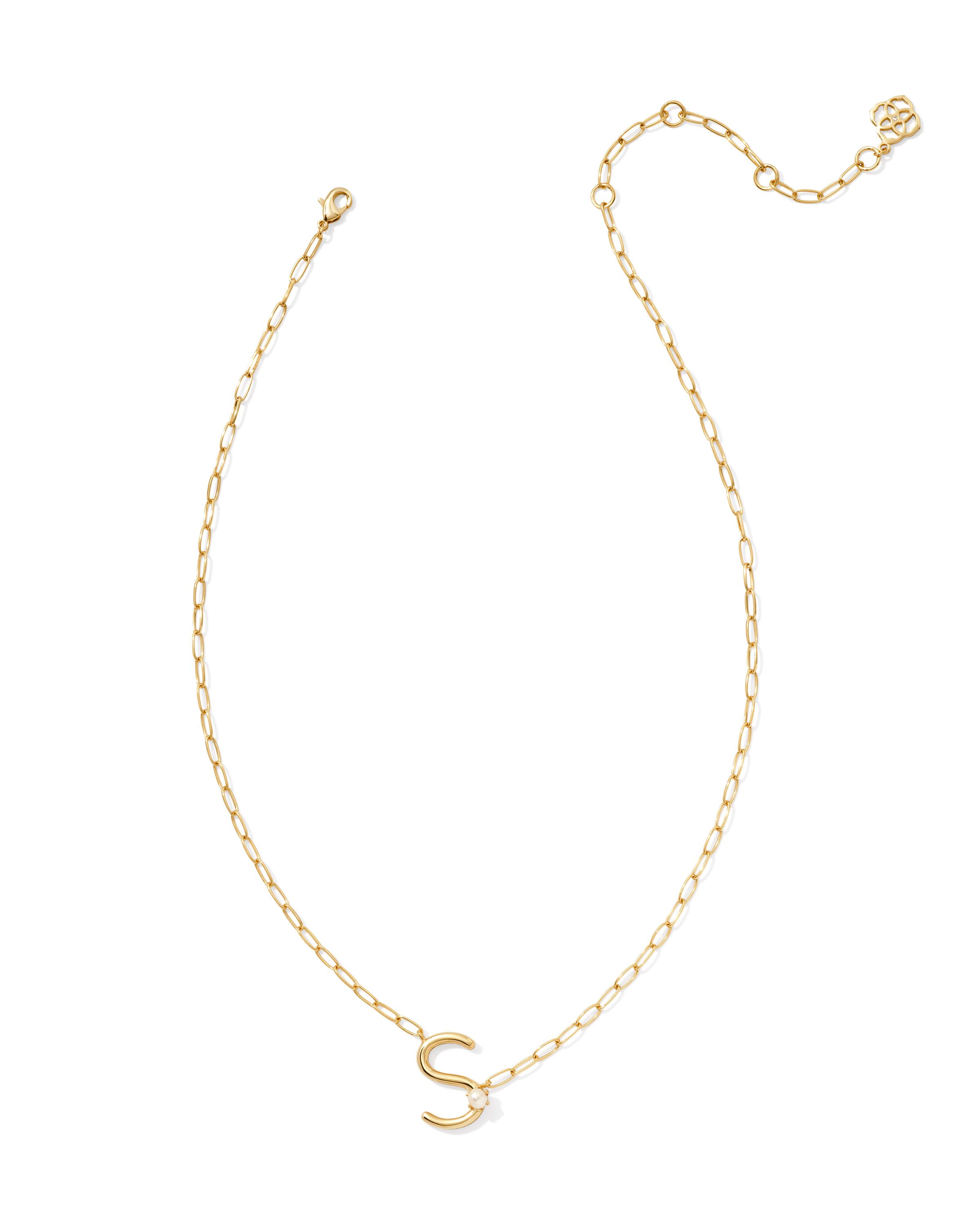 Kendra Scott Pearl Letter S Short Pendant Necklace