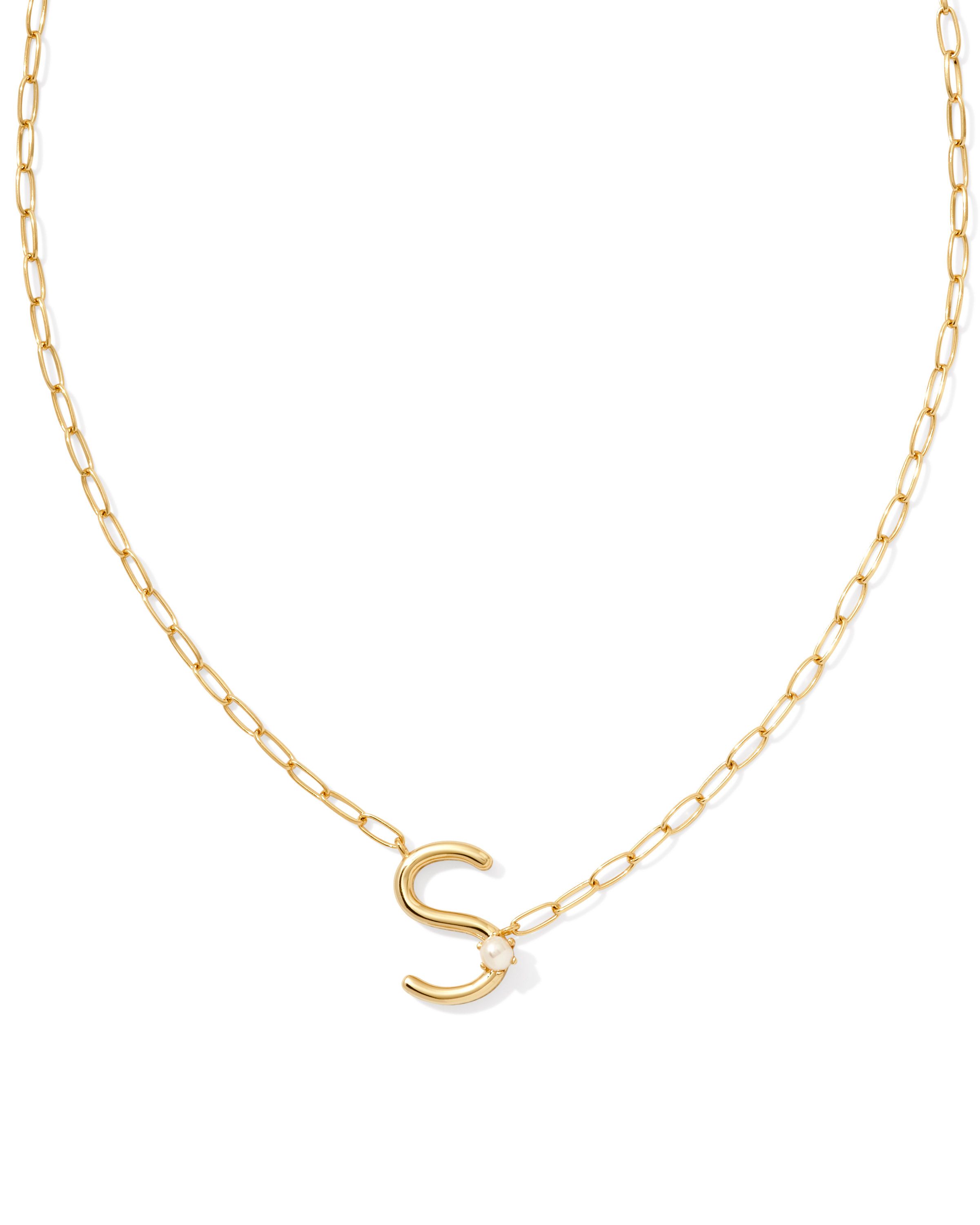 Kendra Scott Pearl Letter S Short Pendant Necklace